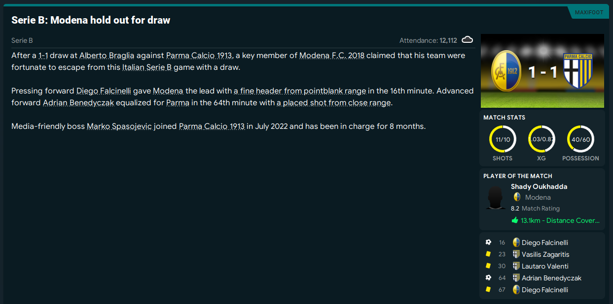 My first season in Football Manager with Parma in Serie B